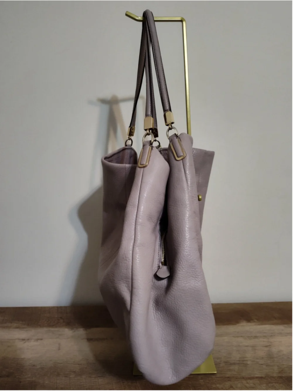Women's Coach Leather Hobo Bag One Size Beige